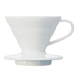 Hario V60 Ceramic Coffee Dripper | V-Shaped Cone Coffee Dripper With Heat Retention, White, Size  01