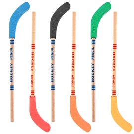 6PCS Hockey Pencils with Erasers, 9 Inch HB Pencils Team Pencils Hockey Stick Pencils with Erasers Multicolor Sports Pencils Hockey Party Favors Decorations Sport Themed Party Favors for Sports Fans