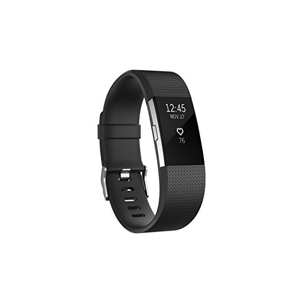 Fitbit Charge 2 Heart Rate + Fitness Wristband, Black, Small (US Version), 1 Count