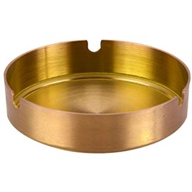 LINGYU Stainless Steel Metal Ashtray, Outdoor Indoor Ashtray, Home Office Decoration Desktop Smoking Ash Tray (Gold)