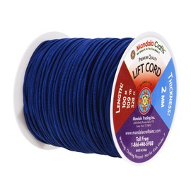 Mandala Crafts 2mm Navy Blue Blind Strings Lift Shade Cord - 109 Yards Braided Nylon Cord for Roman Shades, Curtain String, and Blinds Repair or Replacement