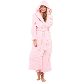 Alexander Del Rossa Womens Fluffy Robe, Fuzzy Robe for Women, Long Hooded Robes for Women, Plus Size Robe Pink Rose Quartz 3X (A0304RSQ3X)
