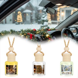 Leelosp 3 Packs Christmas Car Air Freshener Hanging Car Air Freshener Diffuser, Gingerbread, Christmas Tree, Snowflakes Essential Oil Diffuser for Women Men Driver Gifts Accessories Stocking Stuffers
