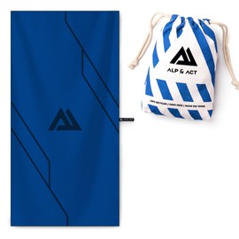 ALP & ACT Microfibre Towel for Fitness & Sports – 100% Recycled – Extra Compact & Absorbent – Sports Towel for Gym, Yoga, Sauna Towel – Microfibre Towels & Fitness Towel – Blue, 140 x 70 cm