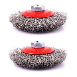 LSTOPGO 2 Pack 4 Inch Coarse Crimped Wire Wheel for 4 1/2 Angle Grinder, 5/8 Inch-11 Threaded Arbor, 0.014 Inch Carbon Steel Wire Wheel Brush for Rust, Corrosion, Paint Removal