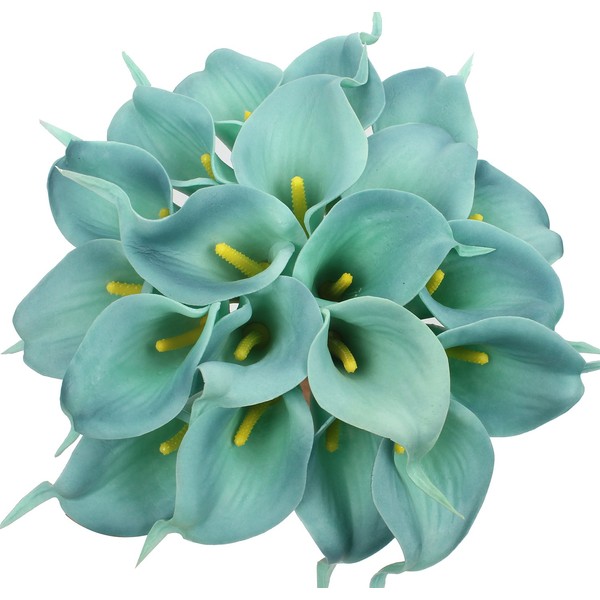 Duovlo 20pcs Calla Lily Bridal Wedding Bouquet Lataex Real Touch
