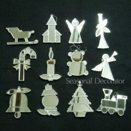 12 Piece Lot Mirror Christmas Ornaments 12 Styles Assorted #51005662