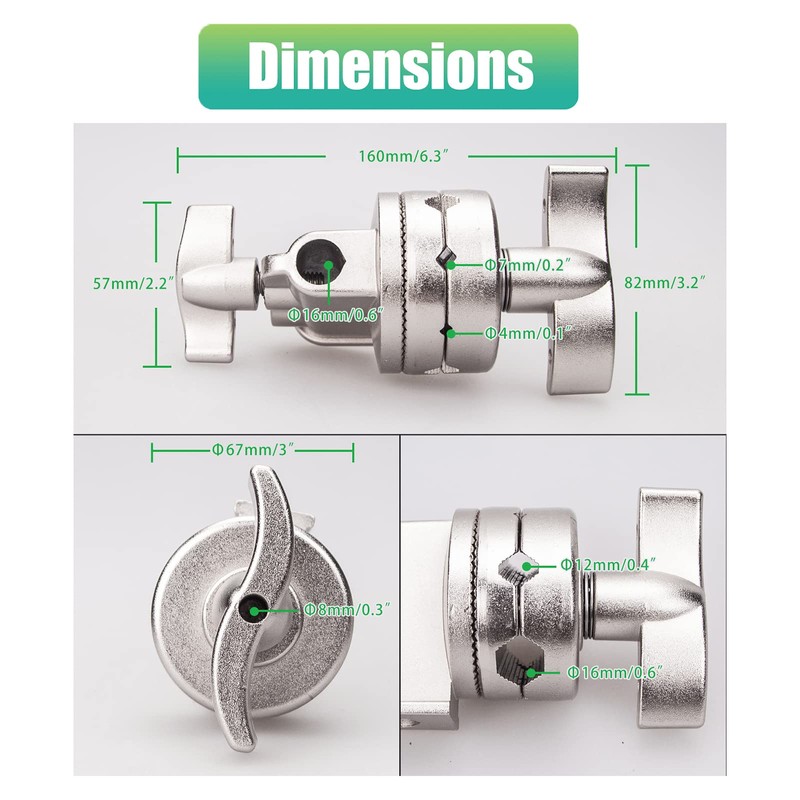 BOLLUMA Swivel Grip Head Clamp Mounting Adapter for Light Stand,