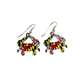 Maryland Flag Women's Jewelry Earrings (3 options - Crab, Heart & Snowman Earrings) (Crab Earrings)