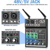 4 Channel Audio Mixer,Sound Mixer with Dual Wireless Microphone,Mixing Console