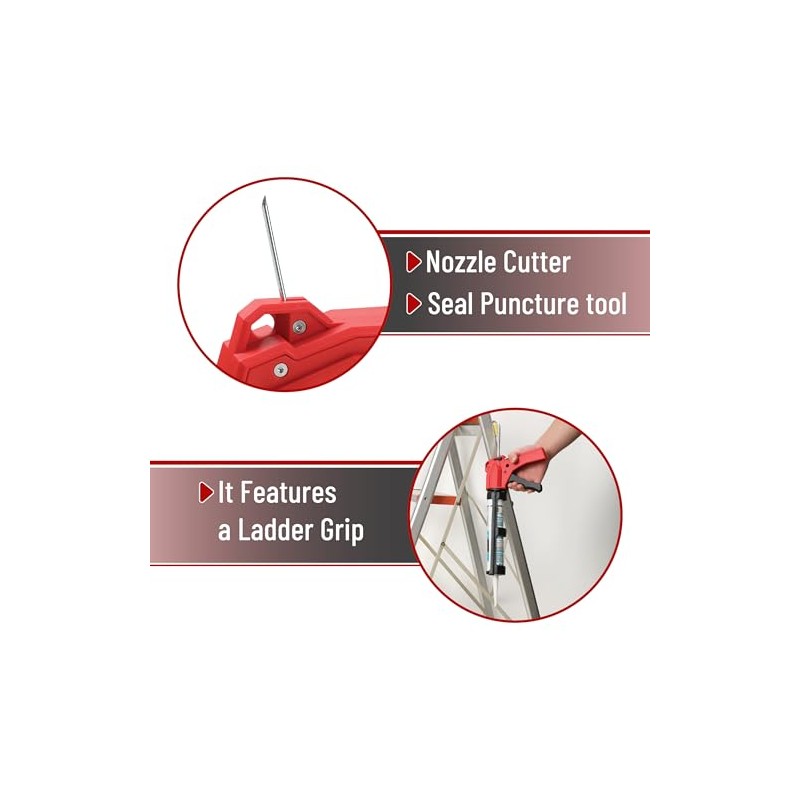 Bates- Caulking Gun Tool, 10:1 Thrust Ratio, Black & Red,