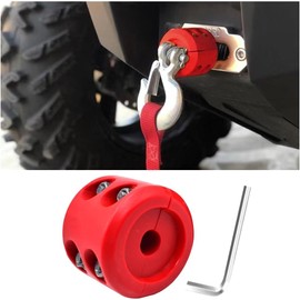 XINLIYA Car Rubber Winch Stopper for ATV UTV Truck, Cable Saver Hook Stopper Line for Synthetic Rope, Bump Shock Saver Dampener with Stainless Steel Screw and Nut, Quick Installation Tool (Red)
