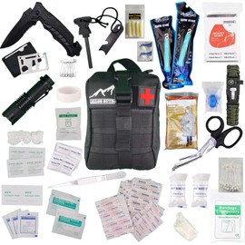 Allgo Outdoors 150+ Tactical Survival and Med Kit Emergency First Aid Kit Bug Out Gear with Molle Survival Disaster Hiking Kit #3 - Black