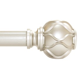 Champagne Gold Curtain Rod for Windows 48 to 84 Inches(4-7ft), 1" Diameter Heavy-Duty Adjustable Decorative Curtain Rod with Striped Twisted Finials - for Living Room Bedroom (Modern Home Decor)