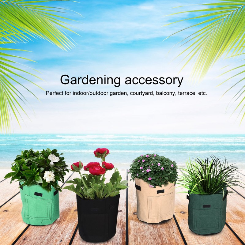 4Pcs Plant Growth Bag Felt Vegetables Flowers Growing Nursery Container