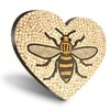 1 x Heart Coaster - Manchester Bee Mosaic Pattern Cork Backed MDF Glossy Tea Coffee Accessory #51408