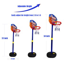 Vangoddy Toddlers Indoor Outdoor Adjustable Height Basketball Hoop with Ball, Pump, and Net for Boys Girls Kids