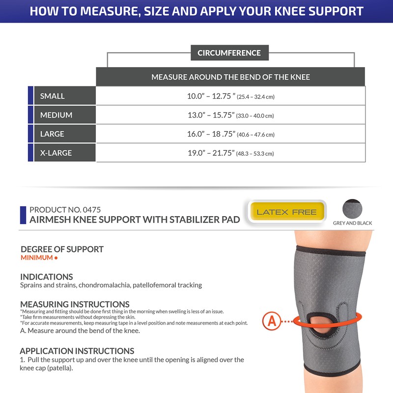 Champion Knee Brace, Patella Stabilizer Pad, Lightweigth Support, Airmesh Fabric,