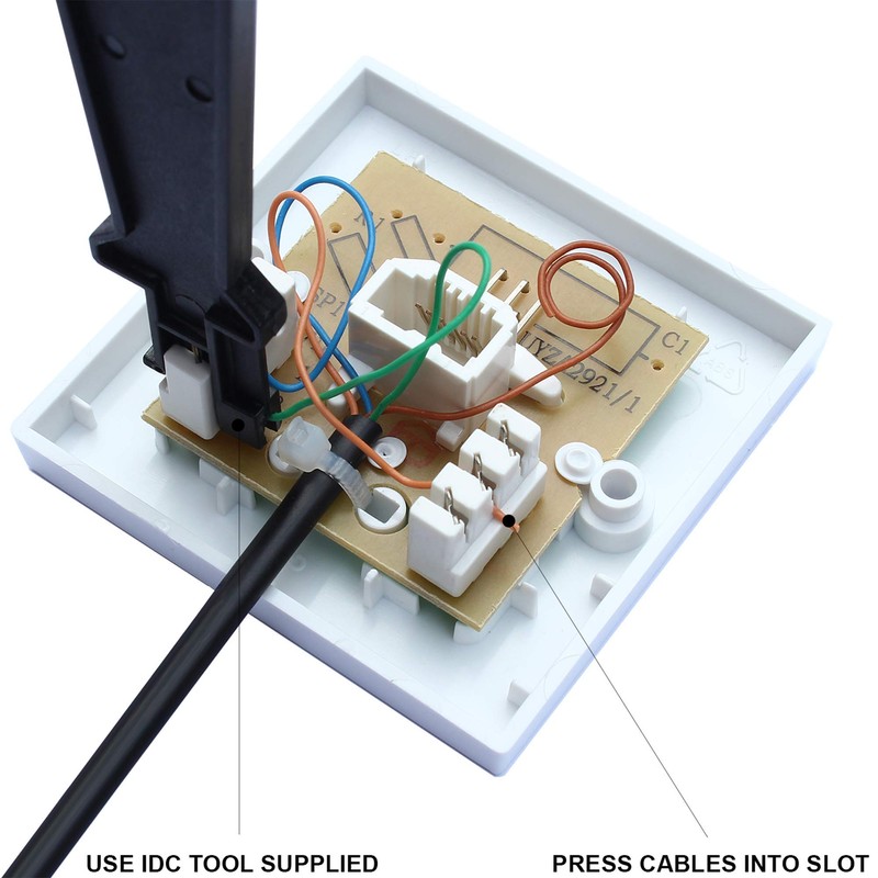 1STec 2/3a Surface Mount Telephone Extension Socket + Backbox +
