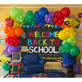 7x5ft Back to School Backdrop Welcome Back to Kindergarten Bulletin Board Decorations Background for Preschool School Classroom First Day of School Party Banner (7x5FT（210x150cm）)