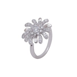 Kokoma Sunflower Ring for Women, Cubic Zirconia Crystal Floral Statement Ring Adjustable Open Band Fashion Promise Engagement Rings