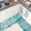 Teal Kitchen Rugs Sets of 2 Non Slip Blue Gold