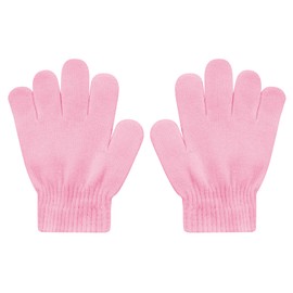 Uttpll Toddler Magic Mittens Kid Gloves Stretch Full Finger Solid Color Winter Protection Warm Knitted Gloves for Boys Girls Supplies Light Pink One Size