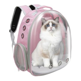 GeerDuo Cat Backpack, Airline Approved Bubble Carrying Bag for Small Medium Dogs Cats, Space Capsule Pet Carrier Dog Hiking Backpack Travel Carrier (Pink)