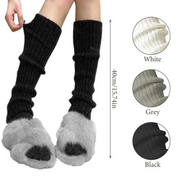 GWAWG Leg Warmers 3 Pairs Leg Warmers for Women, 80s 90s White Black Grey Leg Warmers for Y2K Ballet Dance Skating Yoga, multicoloured