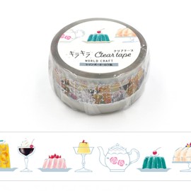 World Craft Jelly KCT20-014 Masking Tape, Sparkly Clear Tape, Rainbow Aurora Foil, 0.8 inches (20 mm) Wide
