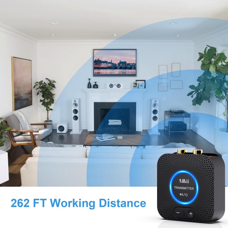 1Mii 2.4GHz Wireless Audio Transmitter Receiver Set for TV, 260Ft/80M