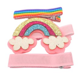 Topkids Accessories 3pc Rainbow Mix Hair Clips 5cm Hair Clip for Girls Hair Clips Girls Hair Clips Girls Hair hair bobbles for girl hair clips for girls kids hair accessories (Rose Pink)