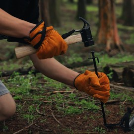 Camping Hammer Heavy Duty with Tent Stake Remover, 29cm Steel Copper Tent Hammer -Wood Handle Tent Mallet with Holding Strap for Backpacking, Hiking & Camping Supplies