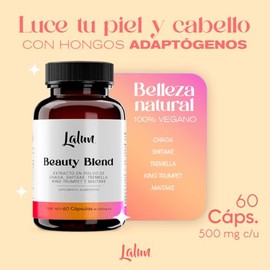 Beauty Blend Orgánico | 5 Hongos Adaptógenos: Chaga + Kings Trumpet + Maitake + Tremella + Shiitake | Apoya el Bienestar de la Piel, Cabello y Vitalid
