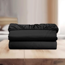 Elegant Comfort Super Soft Bulk 2-Pack Extra Deep Pocket 1500 Premium Hotel Quality Microfiber Fitted Sheet for High Mattress up to 21" inch with Double Sided Smart Pockets, Queen, Black