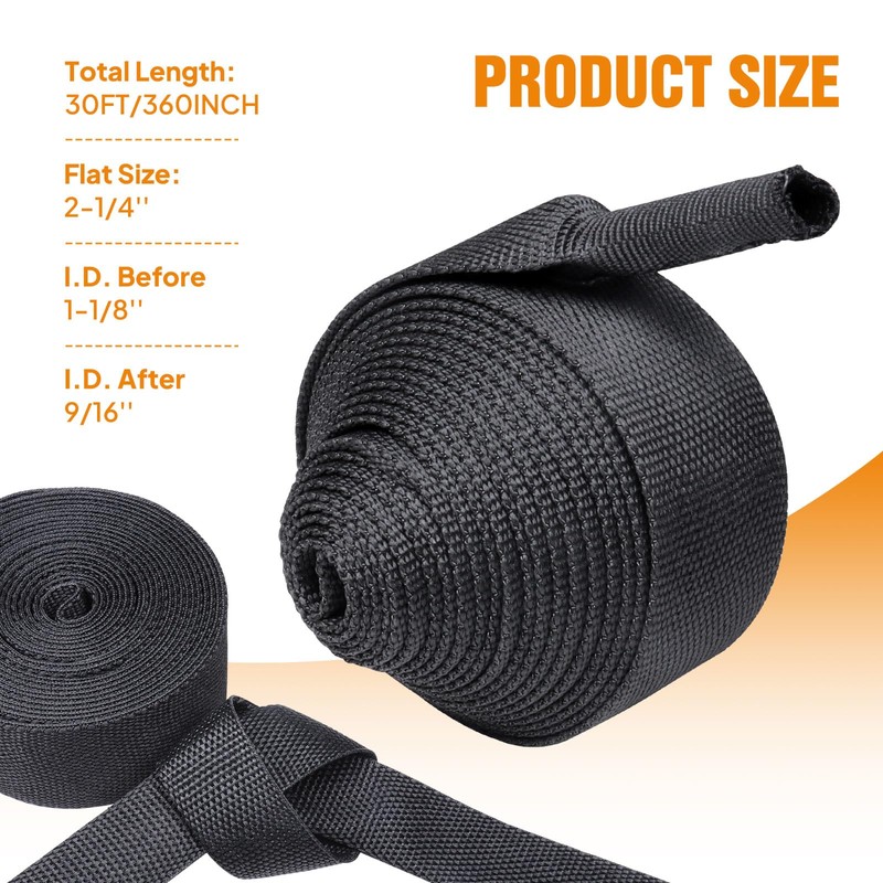 SUNNAREPOON 2-1/4'' Hydraulic Hose Protector Sleeve Hose Sheathing Wrap Cover