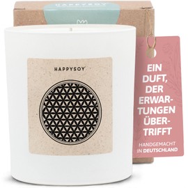 Geschenke für Yoga - Duftkerze mit Spruch - Meditation, Yogakerze, Entspannungskerze, Nachhaltig - Handgemachte Kerze - Sojawachs - Weiß