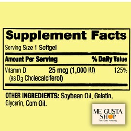 Vitamin D3 25mcg, 1,000 IU, 450 Count (Pack of 01) 450 Total Softgels Spring Valley Bundle with Pill Organizer and Me Gustas Sticker