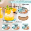 RUITENG 8 Pack Ceramic Marble Coaster with Holder, Round Absorbent