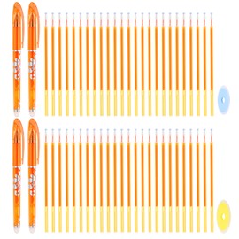 PATIKIL 4Pcs Erasable Gel Pens with 50 Refills & 2 Erasers, 0.5mm Heat Erasable Pens for Fabric Orange Ink Fabric Marking Pen for Sewing Quilting Planner Writing