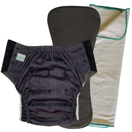 Pull On Cloth Diaper 2.0: Special Needs Teens and Adults Protective Briefs with Insert and Prefold for Incontinence or Bedwetting (Large, Coder)