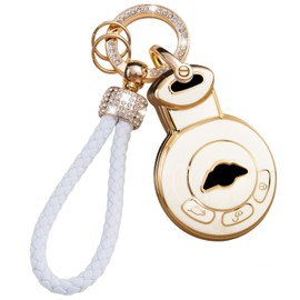 ontto Keyless Entry Smart Remote Key Fob Case Compatible with Mini Cooper 2007-2014 Car Accessories Gold Edge Key Skin Soft TPU Car Key Cover Antiscratched Key Holder with Keychain,Beige