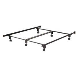 California King Size Metal Bed Frame for Box Spring - Locking Roller Casters with 6 Total Casters and Center Support - Fits Cal King 72 x 84 inch Foundation and Mattress.