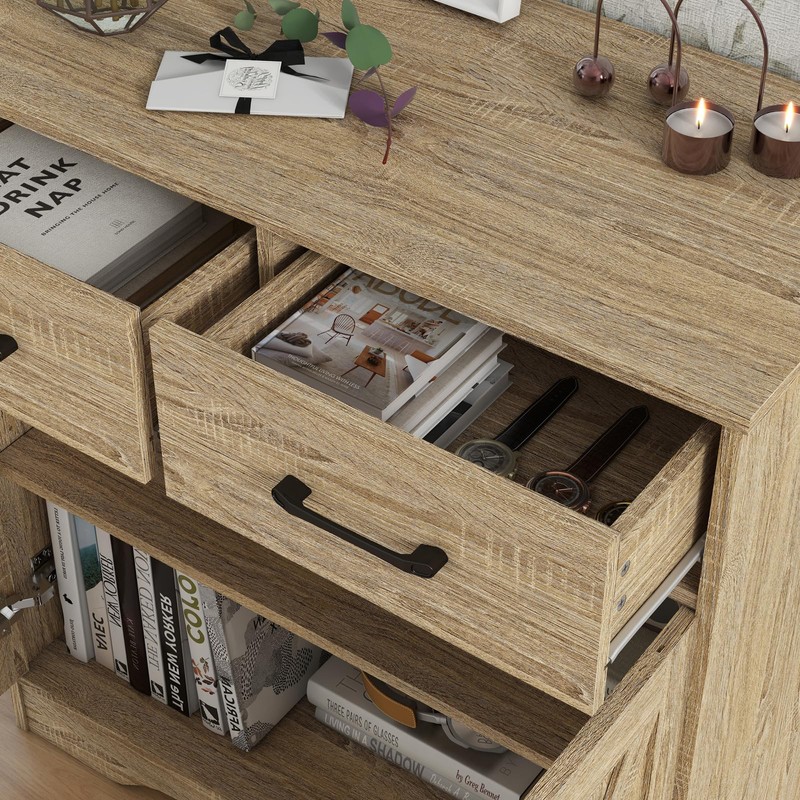 Panana Sideboard 2 Drawers 2 Doors Entryway Storage Cabinet Living