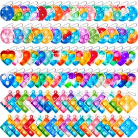 100 Pcs Mini Pop Keychain Fidget Toys for Kids Adults, Mini Bulk Toys Pop Push Bubble Sensory Stress Relief Hand Toys, Loot Bag Fillers Goodie Bag Stuffers Birthday Party Favors for Kids(Random Color)