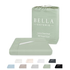Bella Coterie Luxury Bamboo Queen Size Fitted Sheet | 100% Organically Grown Bamboo Viscose | Ultra Soft | Cooling for Hot Sleepers | 18" Deep Pocket [Sea Glass]