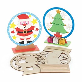 Baker Ross FC112 Christmas Wooden Snow Globes-Pack of 5, Assorted