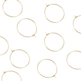 Airssory 10 Pcs 304 Stainless Steel Hypo-allergenic 21-Gauge Golden Plated Wine Glass Charms Rings Hoop Earring Findings Bulk for Jewelry Making DIY Material Thanksgiving X'Mas Party - 25mm(1 Inch)