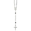 Sterling Silver Polished Black Crystal Rosary Necklace
