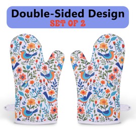 Miracu Birds Oven Mitts Set of 2, Bird Lover Gifts for Women, Bird Watching Gifts - Housewarming Bird Themed Gifts, Cooking Baking Gifts, Birthday Gifts for Bird Lovers, Bird Watchers, Wife, Hostess